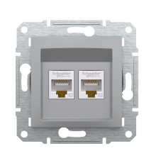 Розетка комп'ютерна Schneider Electric Asfora алюміній подвійна RJ45 UTP 5E внутрішня EPH4400161