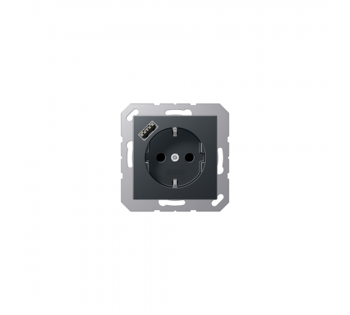 JUNG A Розетка SCHUKO з USB тип A матовий антрацит A1520-18AANM