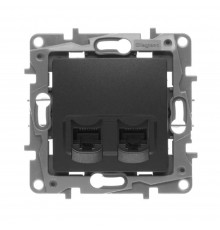 Розетка Legrand ETIKA антрацит 2хRJ45 Кат.5е UTP 672655