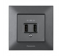 Розетка USB Panasonic Arkedia Slim димчастий WNTC02312DG-UA