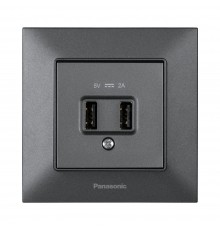 Розетка USB Panasonic Arkedia Slim димчастий WNTC02312DG-UA