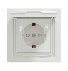 Розетка Schneider Electric Asfora бiла з заземленням внутрішня з кришкою та захисними шторками ІР44 EPH3100321