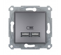 Розетка USB Schneider Electric Asfora сталь подвійна внутрішня EPH2700262