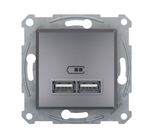 Розетка USB Schneider Electric Asfora сталь подвійна внутрішня EPH2700262