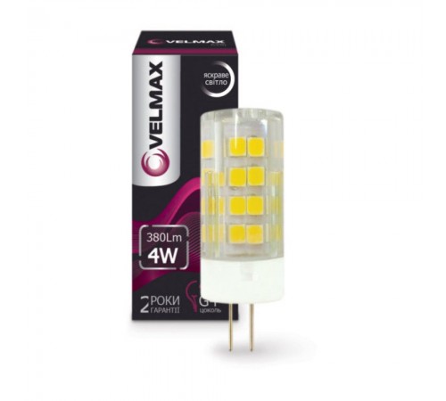 Лампа LED G4 Velmax V-G4 4W G4 4500K 380Lm кут360 21-17-24