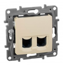 Legrand ETIKA Розетка 2хRJ45 Кат.5е UTP Слонова кістка 672355