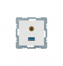 BERKER S.x/B.x механізм Розетка USB/3.5мм аудіо пол.білий мат. 3315391909
