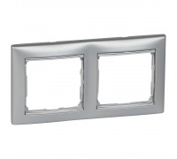 Legrand Valena Classic Рамка 2 пости Алюміній срібний штрих 770352