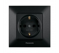 Розетка Panasonic Arkedia Slim чорна із заземленням WNTC02022BL-UA