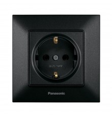 Розетка Panasonic Arkedia Slim чорна із заземленням WNTC02022BL-UA