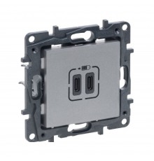 Legrand NILOE STEP Розетка USB Тип С+C 15 Вт 5 В колір Алюміній 863339