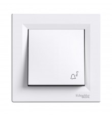 Кнопковий вимикач Schneider Electric Asfora з символом "Дзвінок" білий самозажимний EPH0800121