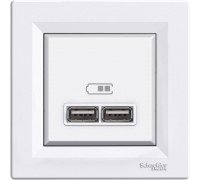 Розетка USB Schneider Electric Asfora біла 2-кратна внутрішня EPH2700221