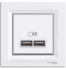 Розетка USB Schneider Electric Asfora біла 2-кратна внутрішня EPH2700221