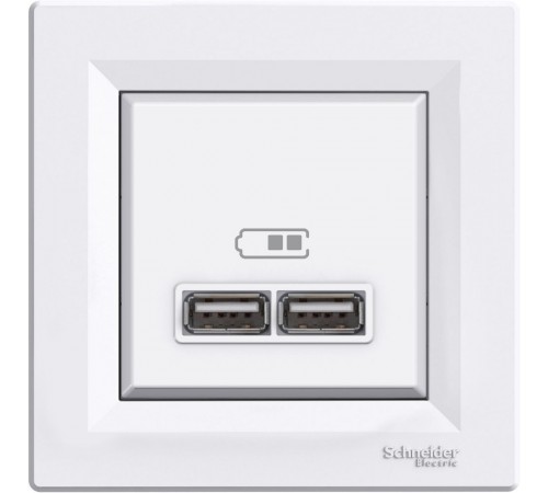 Розетка USB Schneider Electric Asfora біла 2-кратна внутрішня EPH2700221 Розетка USB Schneider Electric Asfora біла 2-кратна внутрішня EPH2700221