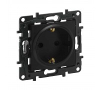 Розетка Legrand Niloe Step з заземленням чорний 863521