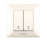 Вимикач Panasonic Arkedia Slim двоклавішний прохідний кремовий WNTC00112BG-UA