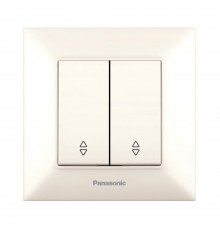 Вимикач Panasonic Arkedia Slim двоклавішний прохідний кремовий WNTC00112BG-UA