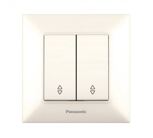 Вимикач Panasonic Arkedia Slim двоклавішний прохідний кремовий WNTC00112BG-UA Вимикач Panasonic Arkedia Slim двоклавішний прохідний кремовий WNTC00112BG-UA
