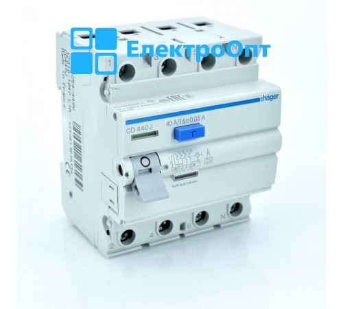 Hager ПЗВ Тип A 4P 30mA 40A CD440J