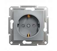 Розетка Schneider Electric Asfora сталь одинарна із заземленням внутрішня зі шторками EPH2900262