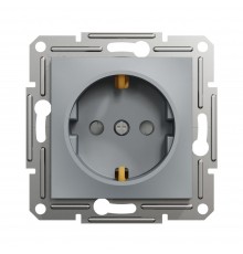 Розетка Schneider Electric Asfora сталь одинарна із заземленням внутрішня зі шторками EPH2900262