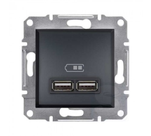 Розетка USB Schneider Electric Asfora антрацит подвійна внутрішня EPH2700271 Розетка USB Schneider Electric Asfora антрацит подвійна внутрішня EPH2700271
