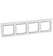 Рамка Legrand Valena Classic білий срібний штрих 4 пости 770494