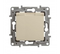 Розетка Legrand ETIKA кремова 2К+З з кришкою і шторками IP44 672332