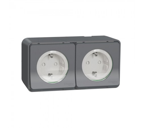 Розетка Schneider Electric MUREVA S чорна подвійна зовнішня з заземленням і шторками IP55 (C2) MUR36029 Розетка Schneider Electric MUREVA S чорна подвійна зовнішня з заземленням і шторками IP55 (C2) MUR36029