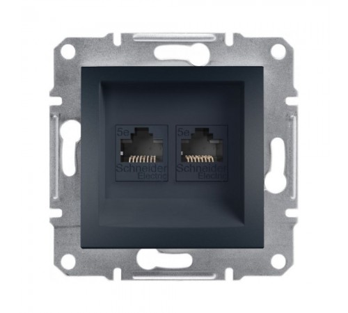 Розетка комп'ютерна Schneider Electric Asfora антрацит подвійна RJ-45 внутрішня EPH4400171
