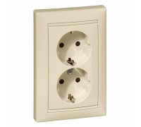 Legrand Valena Classic 2 пости розетка з заземленням з засл. Алюміній 774371