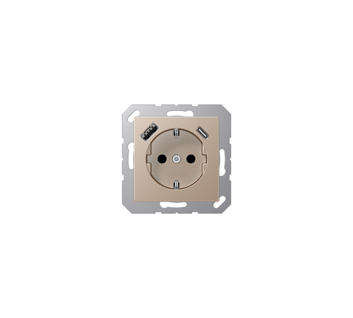 JUNG A Розетка SCHUKO з USB тип AC шампанське A1520-15CACH