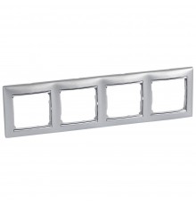 Legrand Valena Classic Рамка 4 пости Алюміній срібний штрих 770354