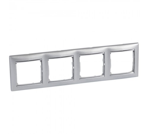 Legrand Valena Classic Рамка 4 пости Алюміній срібний штрих 770354