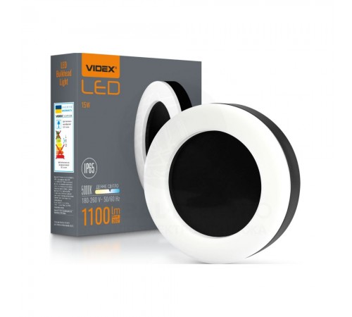 LED світильник VIDEX IP65 круглий 15W 5000K чорний VL-BHFR-155B 485197 LED світильник VIDEX IP65 круглий 15W 5000K чорний VL-BHFR-155B 485197