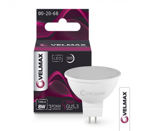 Лампа LED V-MR16 8W 220V GU5.3 4100К 720Lm. лінза 21-14-54 Лампа LED V-MR16 8W 220V GU5.3 4100К 720Lm. лінза 21-14-54