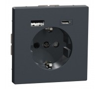Schneider Merten D-Life РОЗЕТКА 16 A USB A+C 3 A, Антр MTN2367-6034