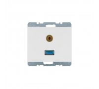 BERKER K.1 механізм Розетка USB/3.5мм аудіо пол.білий 3315397009