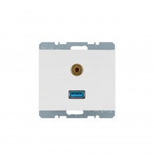 BERKER K.1 механізм Розетка USB/3.5мм аудіо пол.білий 3315397009
