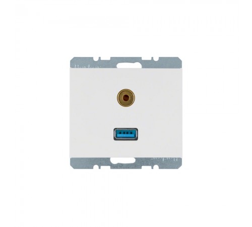 BERKER K.1 механізм Розетка USB/3.5мм аудіо пол.білий 3315397009