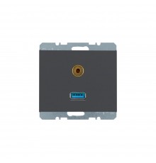 BERKER K.1 механізм Розетка USB/3.5мм аудіо антрацит 3315397006