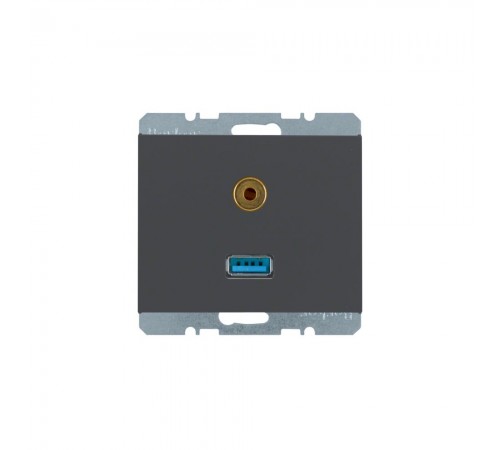 BERKER K.1 механізм Розетка USB/3.5мм аудіо антрацит 3315397006