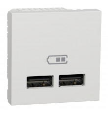 Schneider UNICA NEW Розетка 2-а USB внутр. 2.0, 2.1 А 2 мод. "UNICA NEW" біла (C1) NU341818