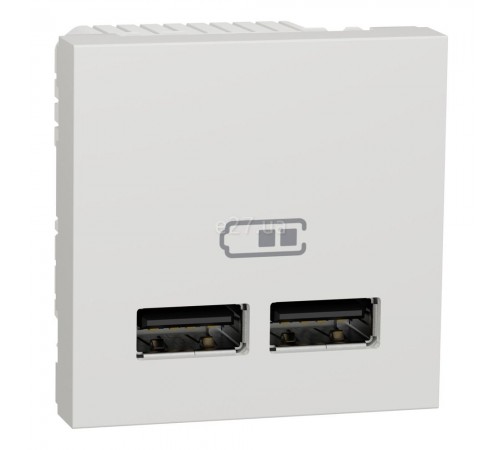 Schneider UNICA NEW Розетка 2-а USB внутр. 2.0, 2.1 А 2 мод. "UNICA NEW" біла (C1) NU341818