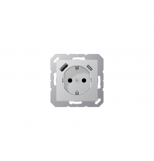 JUNG A Розетка SCHUKO з USB тип AC алюміній A1520-15CAAL