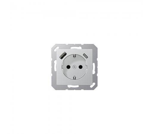 JUNG A Розетка SCHUKO з USB тип AC алюміній A1520-15CAAL