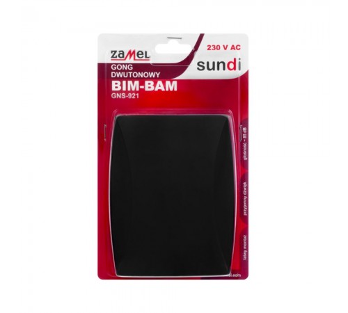 Дверний дзвінок Zamel Gong двотональний BIM-BAM GNS-921 black