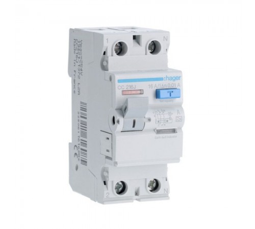 Дифреле (ПЗВ) Hager Тип A 2P 10mA 16A CC216J Дифреле (ПЗВ) Hager Тип A 2P 10mA 16A CC216J