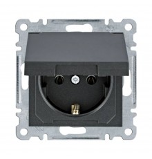 Розетка Hager Lumina чорна з заземленням з кришкою WL1153